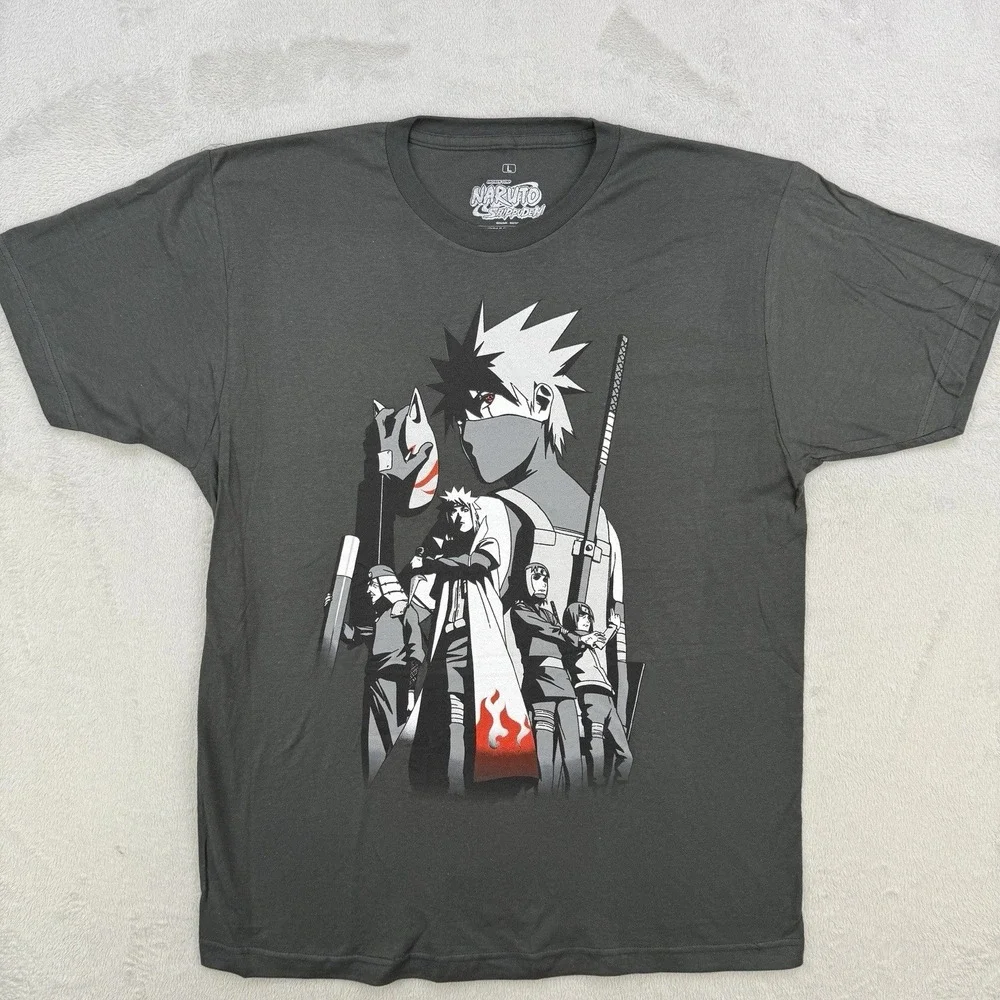 Ripple Junction Shirt Mens Naruto Shippuden Kakashi Graphic Tee Large Gray Anime